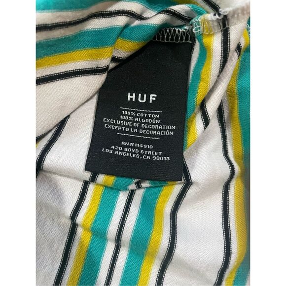 HUF Mens Pasadena Striped Long Sleeve T-Shirt - Teal/Yellow Sz M - Picture 10 of 10